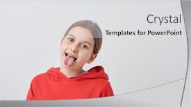  Presentation with isolation - Colorful presentation design enhanced with funny-teenage-girl-in-red backdrop and a light gray colored foreground