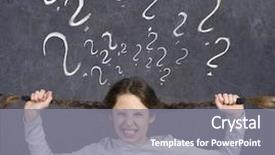  Presentation with recognition in school - PPT theme with funny teenager girl mad background and a gray colored foreground