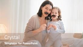  Presentation with mom daughter - Amazing PPT theme having funny-time-mom backdrop and a coral colored foreground