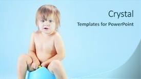  Presentation with tv show studio camera - Presentation enhanced with funny toddler sitting on potty background and a  colored foreground