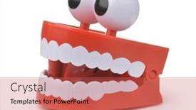  Presentation with teeth - Presentation featuring funny-toy-clockwork-jumping-teeth background and a red colored foreground