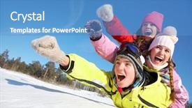  Presentation with social anxiety teenagers - Cool new slides with winter fun - group of teenagers slide downhill backdrop and a teal colored foreground