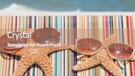  Presentation with starfish - PPT theme enhanced with funny summer - starfish lounging at the beach background and a coral colored foreground