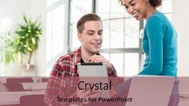  Presentation with ethnicity - Presentation theme with funny video on a tablet background and a  colored foreground