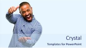  Presentation with african american couples on the mountaintop - Slide deck featuring funny welcome - african american man with beard background and a sky blue colored foreground