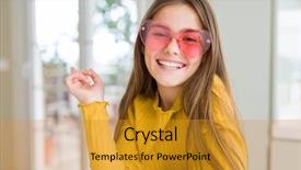  Presentation with pink heart illustrations - Colorful PPT theme enhanced with funny welcome - beautiful young girl kid wearing backdrop and a  colored foreground