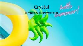  Presentation with pink sky - Amazing PPT theme having funny welcome - closeup of a swim ring backdrop and a cyan colored foreground