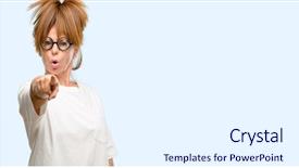  Presentation with age related disorders - Cool new presentation theme with funny welcome - crazy middle age woman wearing backdrop and a sky blue colored foreground
