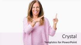  Presentation with middle east camel caravan - Amazing PPT theme having funny welcome - middle age brunette woman wearing backdrop and a lemonade colored foreground