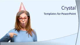  Presentation with wow - Amazing theme having funny welcome - middle age woman celebrates birthday backdrop and a  colored foreground