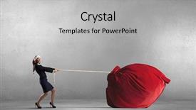  Presentation with gifts - Beautiful theme featuring funny welcome - santa woman pulling huge red backdrop and a light gray colored foreground