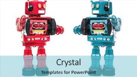  Presentation with robots - Theme consisting of funny welcome - two robots meet background and a light blue colored foreground