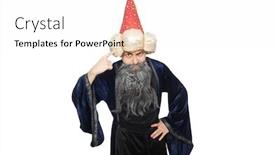  Presentation with wizard - Amazing theme having funny wise wizard isolated on the white backdrop and a white colored foreground