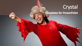  Presentation with wizard - Theme featuring funny wizard wearing red dress background and a tawny brown colored foreground