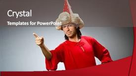  Presentation with wizard - Colorful slide set enhanced with funny wizard wearing red dress backdrop and a dark gray colored foreground