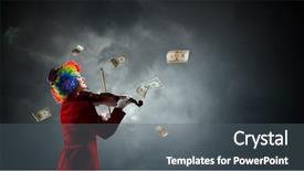  Presentation with clown - Colorful slide set enhanced with funny woman clown mixed media backdrop and a gray colored foreground
