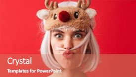  Presentation with carnival - Slide deck enhanced with funny woman dressed in carnival background and a coral colored foreground