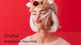  Presentation with christmas red - Slide set consisting of funny woman dressed in carnival background and a red colored foreground