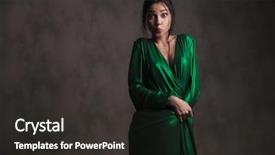  Presentation with funny - Colorful presentation theme enhanced with funny woman in green dress backdrop and a  colored foreground