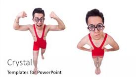  Presentation with wrestler - PPT theme enhanced with funny-wrestler-isolated-on-white background and a white colored foreground