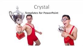  Presentation with wrestler - PPT theme enhanced with funny-wrestler-with-winners-cup background and a white colored foreground