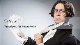  Presentation with vintage - PPT theme enhanced with funny-writer-with-quill background and a sky blue colored foreground