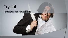  Presentation with quill pen - Presentation theme enhanced with funny writer with quill background and a light gray colored foreground