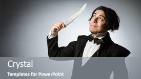  Presentation with quill pen - Slides enhanced with funny writer with quill background and a gray colored foreground