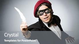  Presentation with quill pen - Slides enhanced with funny writer with quill background and a gray colored foreground