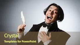  Presentation with quill pen - Presentation theme consisting of funny writer with quill background and a tawny brown colored foreground