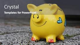 Presentation with piggy bank - Audience pleasing presentation consisting of funny-yellow-piggy-bank backdrop and a dark gray colored foreground