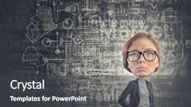  Presentation with funny - Amazing presentation theme having teacher cartoon - funny young businesswoman with big backdrop and a dark gray colored foreground