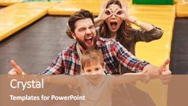  Presentation with entertainment - Presentation theme enhanced with funny young family with their background and a coral colored foreground
