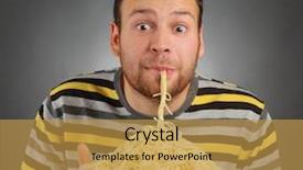  Presentation with pasta - Slide deck featuring funny young man eating pasta background and a gold colored foreground