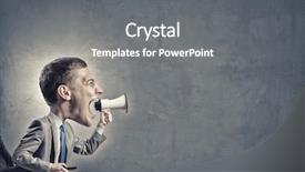  Presentation with funny - Cool new PPT theme with funny young man with big backdrop and a gray colored foreground
