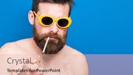  Presentation with cigarette - Theme having funny-young-man-with-sunglasses background and a lemonade colored foreground