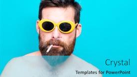  Presentation with cigarette - Amazing presentation having funny-young-man-with-sunglasses backdrop and a cyan colored foreground