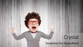  Presentation with funny - Presentation theme with funny young man with big head screaming emotional background and a light gray colored foreground