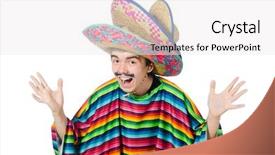 Presentation with mexican - Presentation consisting of funny young mexican with false moustache isolated on white background and a white colored foreground