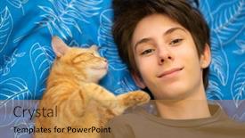  Presentation with cat - Amazing slide deck having funny-young-red-tabby-cat backdrop and a gold colored foreground