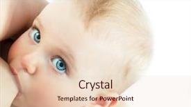  Presentation with cute baby - Presentation theme enhanced with funy - cute baby sucks mother's breasts background and a lemonade colored foreground