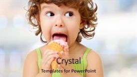  Presentation with ice cream truck - Colorful slide deck enhanced with funy curly child with icecream backdrop and a coral colored foreground