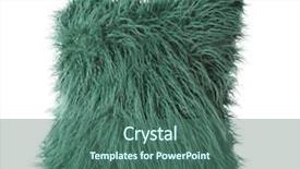  Presentation with white pills spilled from pills - Presentation design with fur - soft fluffy pillow isolated background and a ocean colored foreground