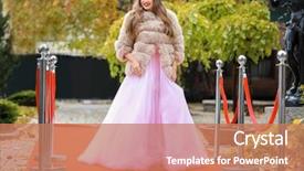  Presentation with red carpet ceremony - Audience pleasing theme consisting of fur coat on red carpet backdrop and a coral colored foreground