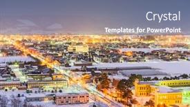  Presentation with hokkaido - Cool new presentation design with furano hokkaido japan town skyline in winter at twilight backdrop and a gray colored foreground