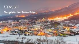  Presentation with hokkaido - Presentation theme with furano-hokkaido-japan-town-skyline background and a gray colored foreground