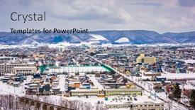  Presentation with hokkaido - Slide set featuring furano-hokkaido-japan-town-skyline background and a light blue colored foreground