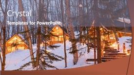  Presentation with hokkaido - Audience pleasing presentation theme consisting of furano hokkaido japan winter cabins at twilight backdrop and a gray colored foreground