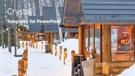  Presentation with hokkaido - PPT theme featuring furano-hokkaido-japan-winter-cabins background and a gray colored foreground