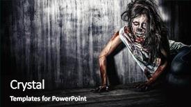  Presentation with zombie - Theme having furious bloody zombie girl horror background and a black colored foreground